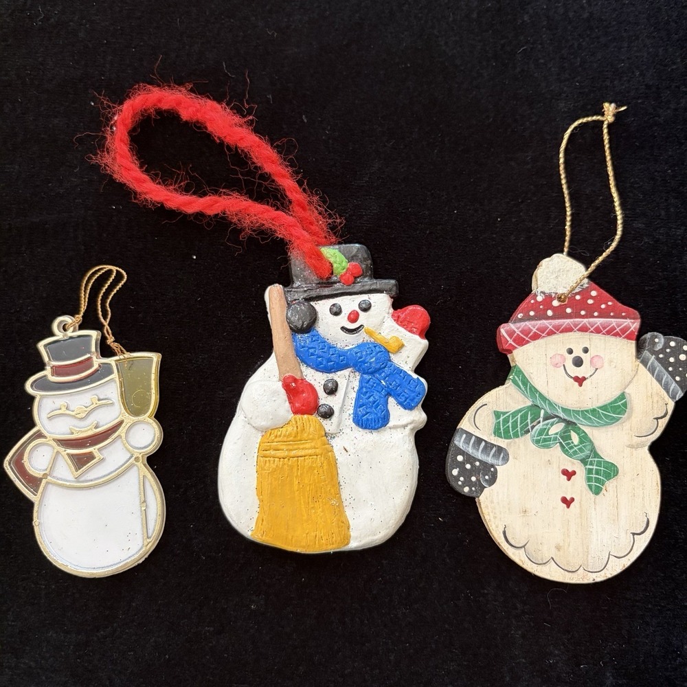 Vintage Snowmanโ Christmas Ornaments Lot Of 3 90s Nostalgia
